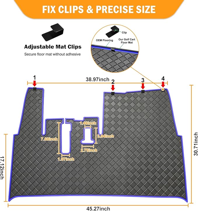 Golf Cart Floor Mat for Yamaha,Customize Non-Slip Full Coverage Liner Matt Replacement Fits to Yamaha G29/Drive, Drive2,Adventurer,QuieTech 2017+,Durable Easy to Clean