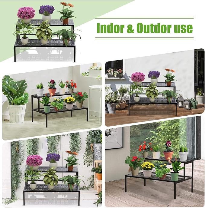 2-Tier Metal Plant Stand, Heavy Duty Flower Pot Holder Rack | 2-tier design - Image 3