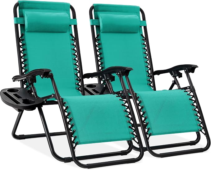 Best Choice Products Set of 2 Adjustable Steel Mesh Zero Gravity Lounge Chair by Unknown