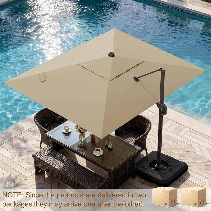 9' X 12' Cantilever Patio Umbrella Rectangle Outdoor Umbrella - Image 2