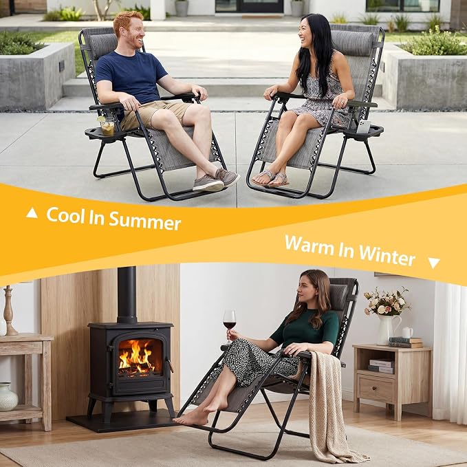 NEWBULIG Zero Gravity Chairs Set of 4, Folding Lounge Recliner Chair | Portable - Image 7