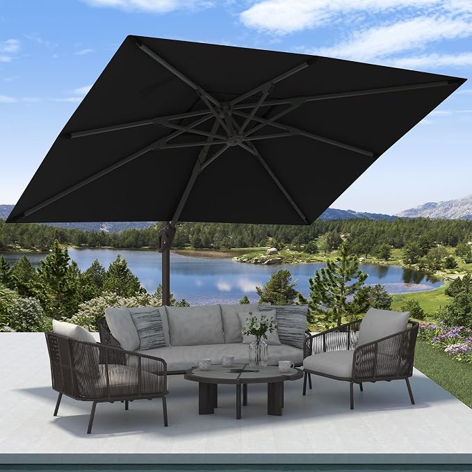 9' X 12' Cantilever Patio Umbrella Rectangular Outdoor Umbrellas | Heavy Duty - Image 3