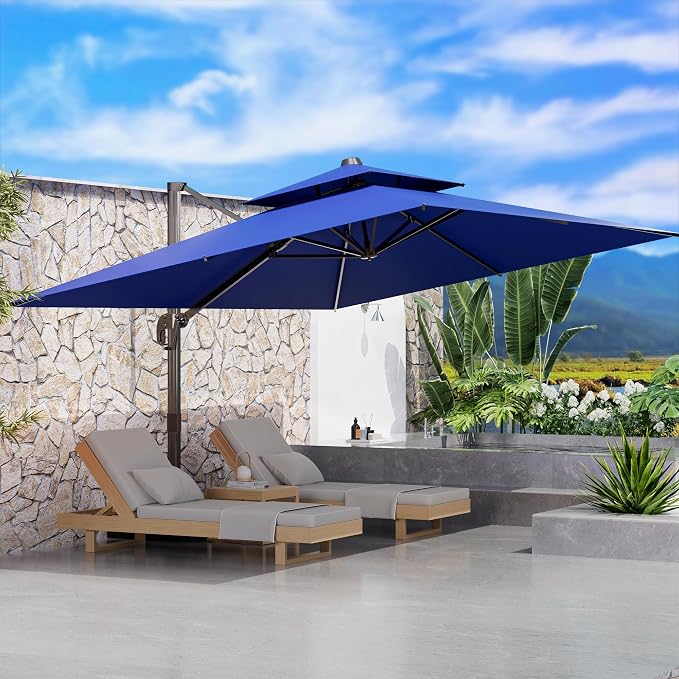 10' X 13' Outdoor Patio Umbrella Large Rectangle Cantilever Umbrella by ORYNTREX