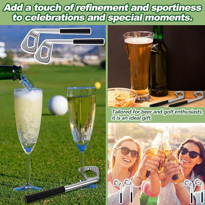5 Pcs Golf Club Bottle Opener Bulk Novelty Groomsmen Gift Bachelor Party Favors for Golf Lover Beer Enthusiast, Made from Zinc Alloy (Silver)