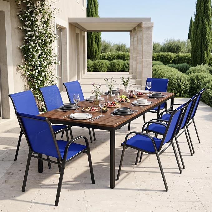 Tangkula Stackable Patio Dining Chairs Set of 4, Outdoor Armchairs - Image 9