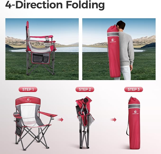 ALPHA CAMP Oversized Fully Padded Camping Chairs - Image 8