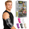BLITZU Elbow Compression Sleeve for Tendonitis 2 Pack, Tennis Elbow Brace Support for Men and Women Golfers Elbow Pain Relief, Arthritis, Bursitis, Arm Brace for Workout, Weightlifting Black XL