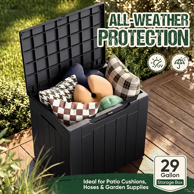 Devoko 29 Gallon Deck Box, Waterproof Resin Outdoor Storage Box | Lockable and - Image 7
