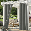 Set of 6 Outdoor Curtains for Patio Waterproof, Breathable Grommet Panels for by Sunshelf