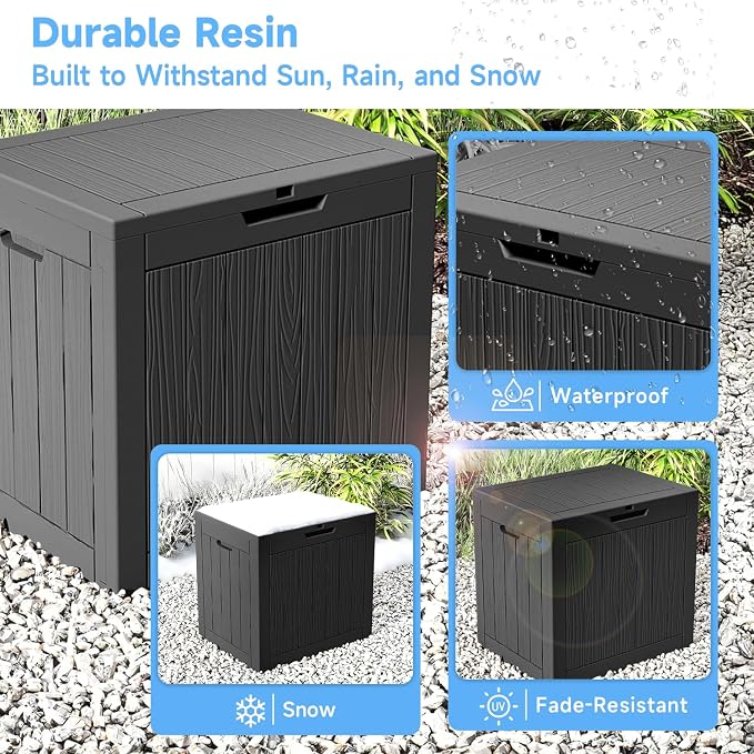 36 Gallon Outdoor Storage Box Waterproof Lockable Resin Deck Box | Small - Image 4
