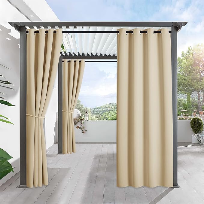 RYB HOME Outdoor Curtains for Patio Waterproof Privacy Thermal Insulated | by RYBHOME