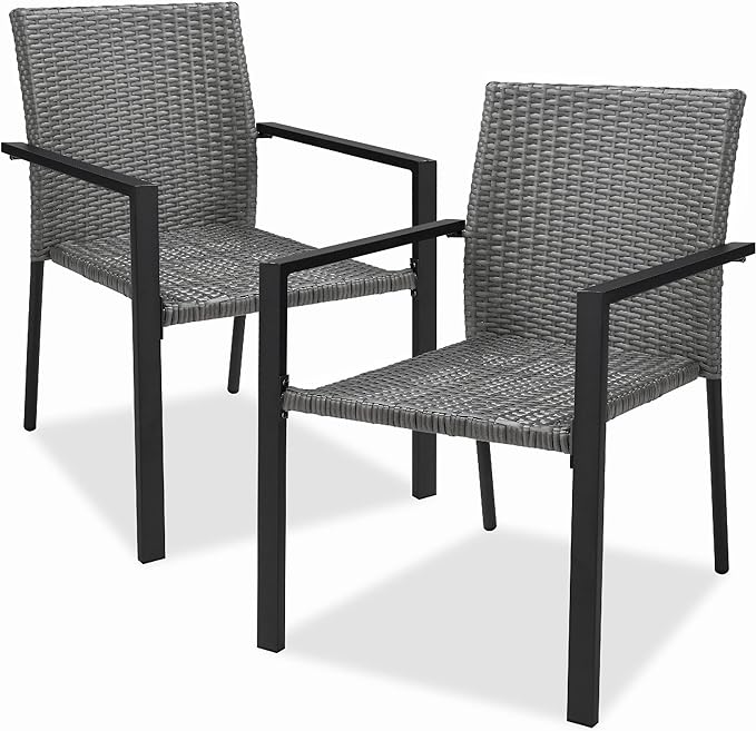 Best Choice Products Set of 2 Stackable Outdoor Wicker Dining Chairs by Unknown