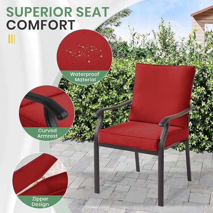 LVUYOYO Outdoor Patio Dining Chairs Set of 4, Metal Stackable Chairs Set - Image 4