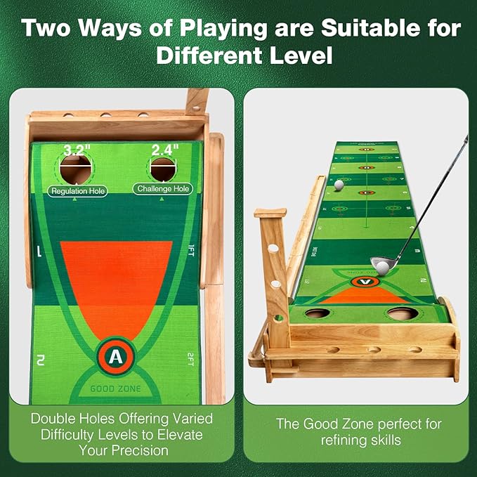 Wekin Indoor Putting Green with Auto Ball Return,11 Foot Golf Practice Putting Mat,Ideal Training Putting Mat for Beginners & Advanced Players
