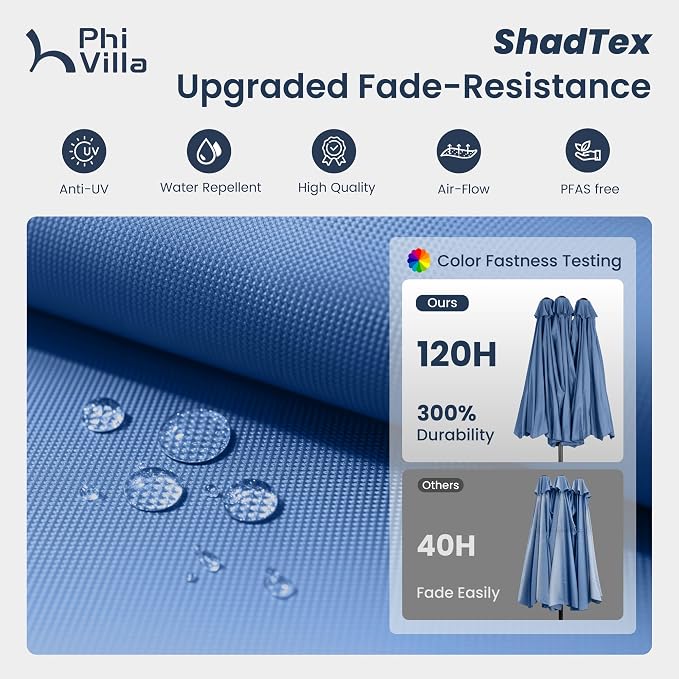 PHI VILLA 15ft Large Outdoor Patio Umbrella - Image 4