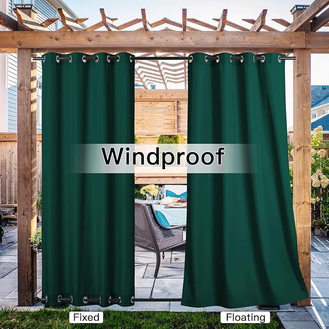 NICETOWN Canvas Patio Curtains Outdoor Waterproof 4 Panels, Rustproof Top & - Image 4