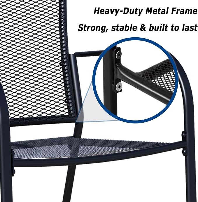 Patio Dining Chairs Set of 2, Metal Mesh Patio Furniture Set - Image 5