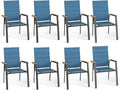 PHI VILLA Outdoor Stackable Dining Chairs Set of 8 w/Aluminum Frame, by PHIVILLA