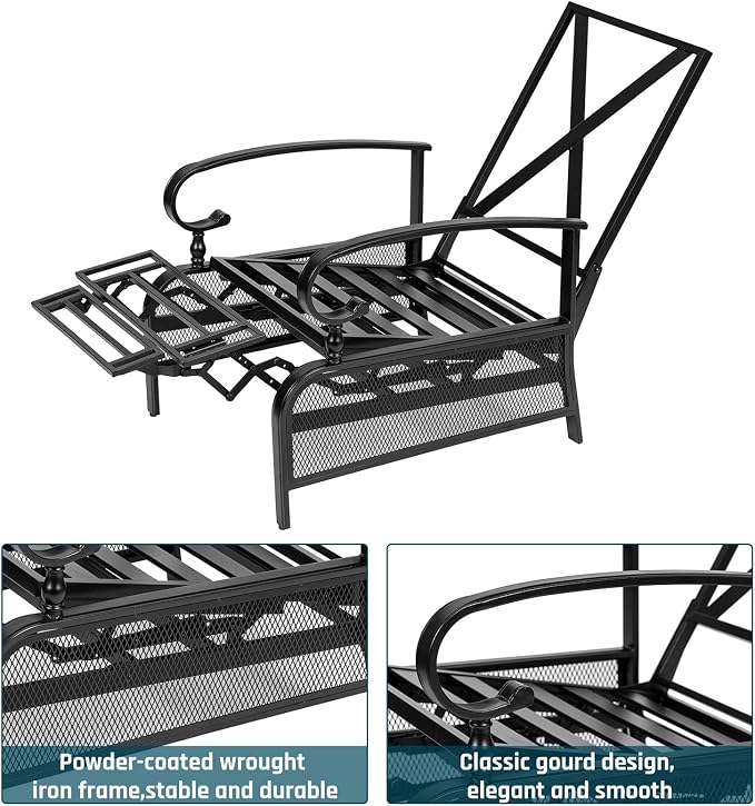 SUNCROWN Outdoor Recliner Chair Patio Adjustable Relaxing Chairs Outdoor Metal - Image 9