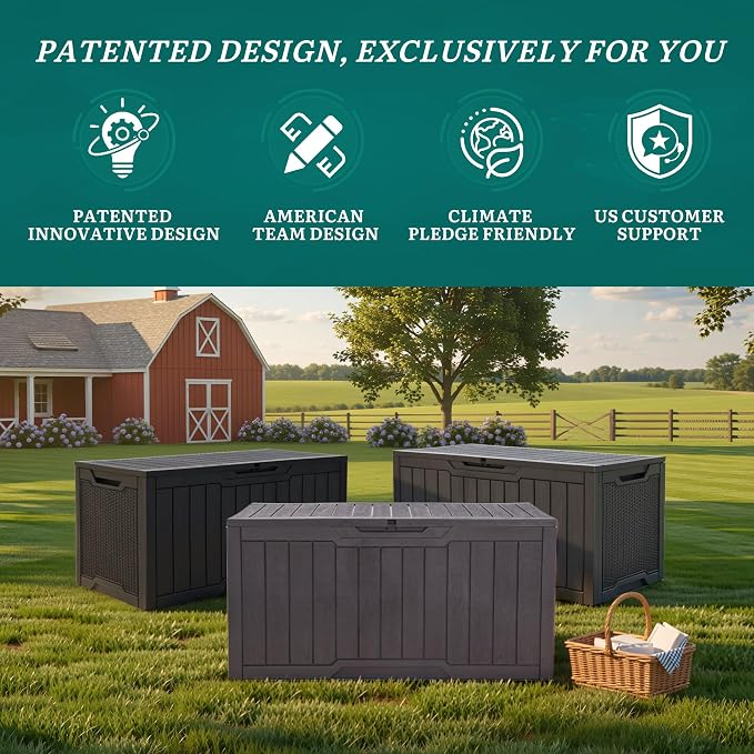 YITAHOME 100 Gallon Large Outdoor Deck Box | Waterproof Resin Storage Box - Image 8