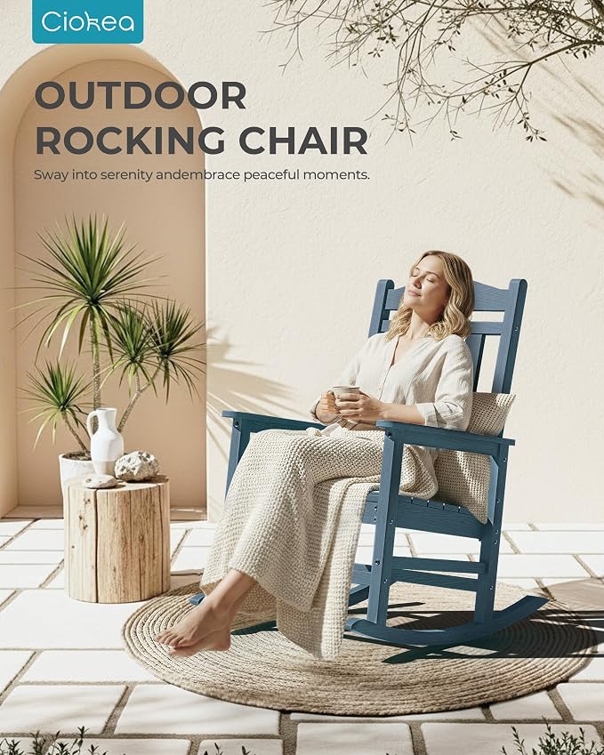 Oversized Outdoor Rocking Chairs Set of 2, 380lbs Heavy-Duty Large Patio Rocker - Image 4