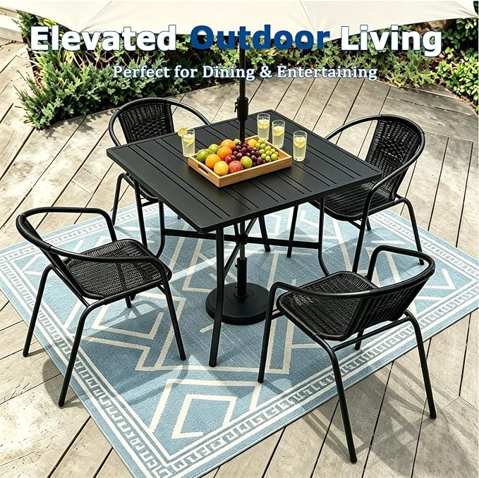 4 Stackable Wicker Patio Chairs, Weather-Resistant Outdoor Seating - Image 4