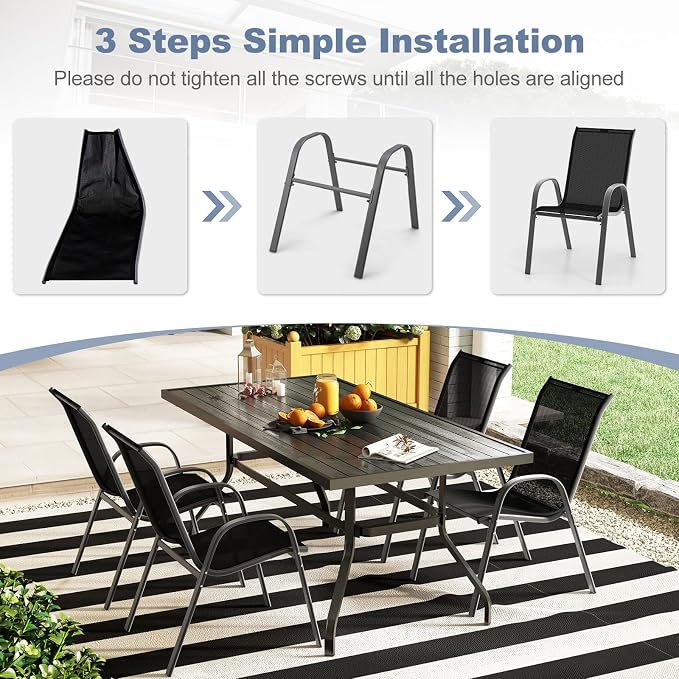 MEDIMALL Patio Chairs, Stackable Patio Chairs Set of 4, Outdoor Dining Chairs - Image 7
