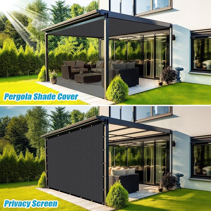 Amagenix 90% Pergola Shade Cover 9'X 24' Dark Gray Sun Shade Cloth - Image 4