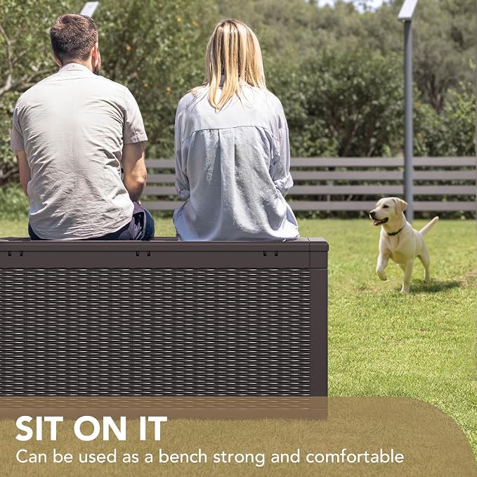 Devoko 100 Gallon Waterproof Resin Deck Box, Large Outdoor Storage Box | Indoor - Image 3