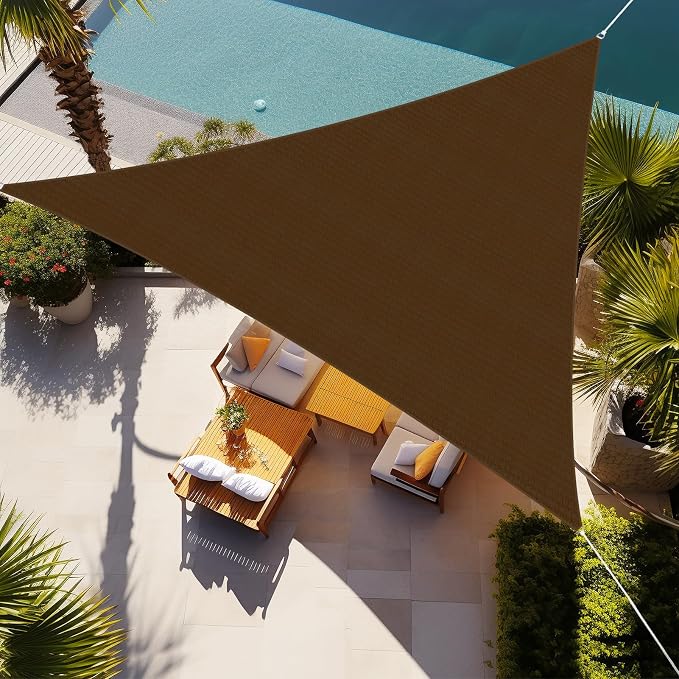Shade&Beyond Triangle Sun Shade Sail 10'X10'X14' Permeable Canopy Mocha by ShadeBeyond