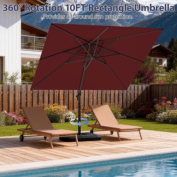 10' X 10' Patio Umbrella Cantilever Outdoor Rectangle Umbrella - Image 4
