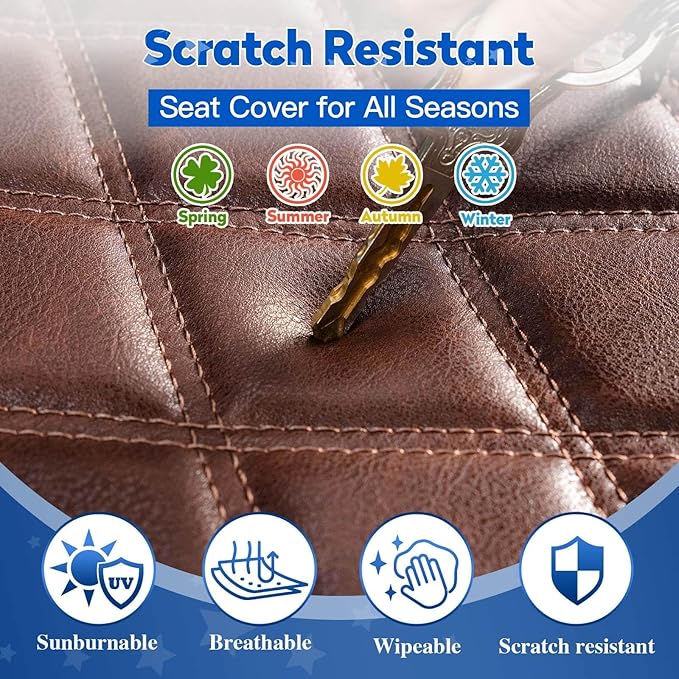 NOKINS 4PCS Golf Cart Seat Covers Kit, Front and Rear Seat Covers Fits Club Car DS Pre-2000 Standard Seat Cushion, Club Car DS Vinyl Seat Covers Accessories(Brown and Brown 8438)