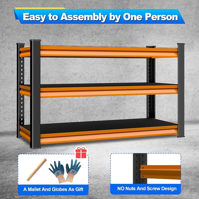 3-Tier Garage Shelving Heavy Duty, 1600lbs Load Capacity Utility Rack Shelves & - Image 5