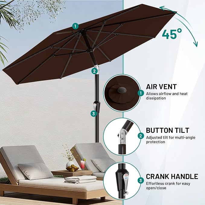 9 FT Patio Umbrella for Outdoor, Outdoor Table Umbrella - Image 5