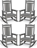 Oversized Outdoor Rocking Chairs Set of 4, Porch Rocker Unique Gray | by KINGYES