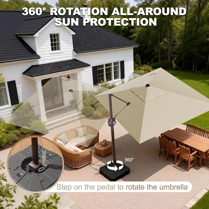 9' X 12' Cantilever Patio Umbrella Rectangle Outdoor Umbrella - Image 4