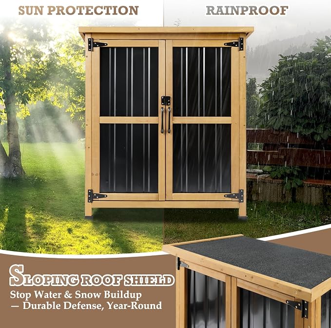 Small Outdoor Storage Cabinet for Patio, Weatherproof Lockable Deck Storage | - Image 5