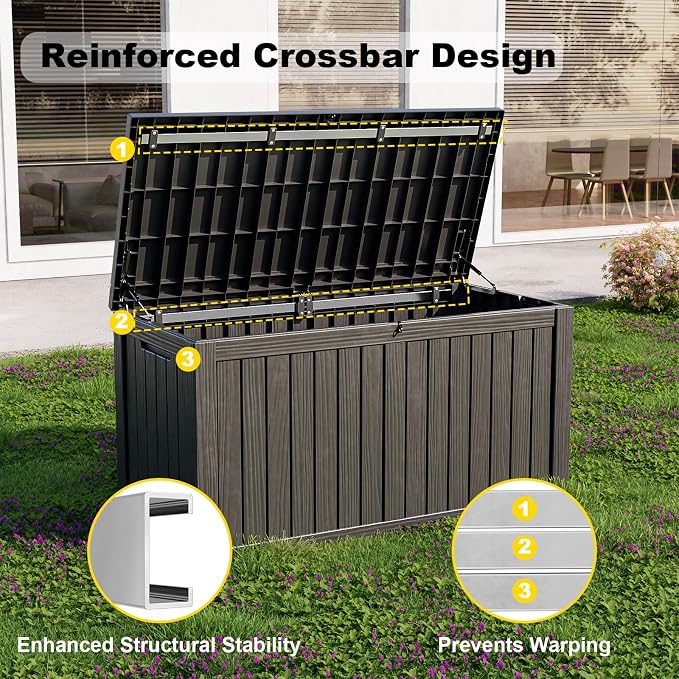 180 Gal Waterproof Outdoor Storage Box UV Resistant Deck Box | Extra-large - Image 6