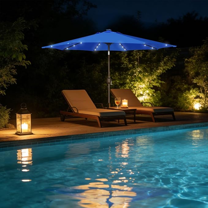 9 ft Solar Umbrella, Patio Umbrella - Image 7