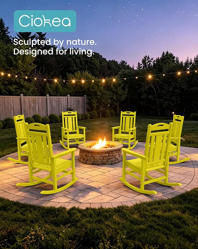Oversized Outdoor Rocking Chair, 380lbs Heavy-Duty Large Patio Rocker, Weather - Image 9