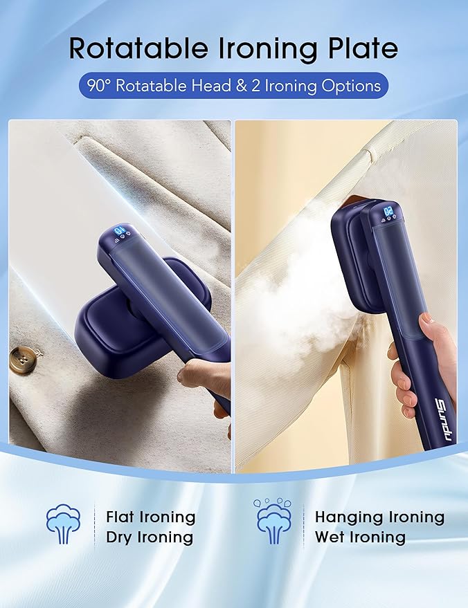 Burst steam Iron for Clothes 2-in-1 Steamer & Iron for Clothes,12s Fast Heat-up 1100W Portable Handheld Garment Steamer, Travel Steamer with Large Ceramic Heat Panel, Quick Wrinkle Removal,110-240V