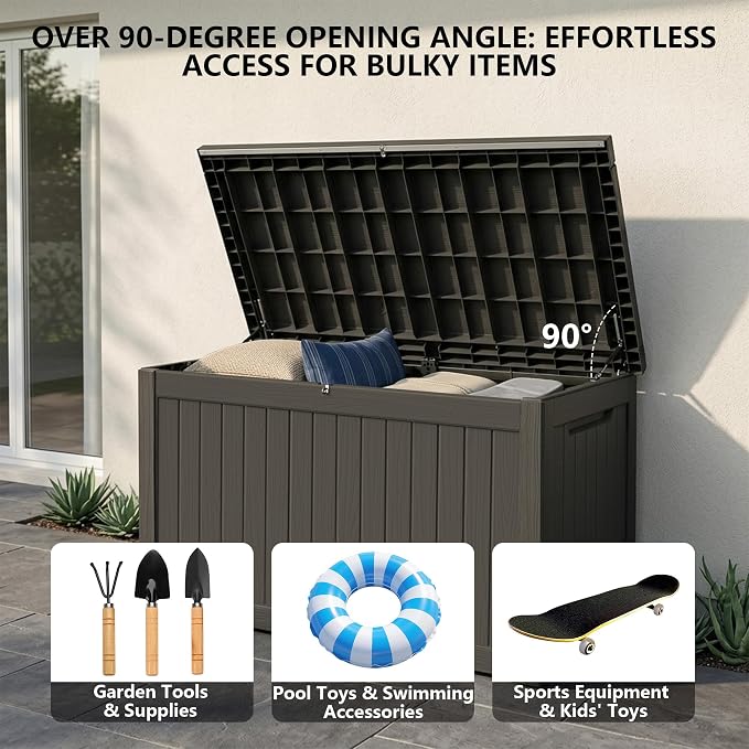 Outdoor Storage Box, 270 Gallon Waterproof Deck Box, Super-Sized Gas-Spring - Image 7