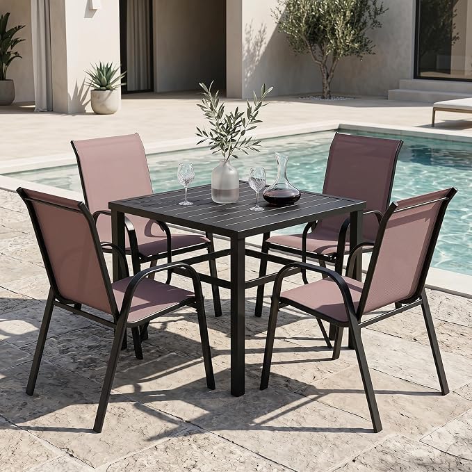 Tangkula Stackable Patio Dining Chairs Set of 4, Outdoor Armchairs - Image 2
