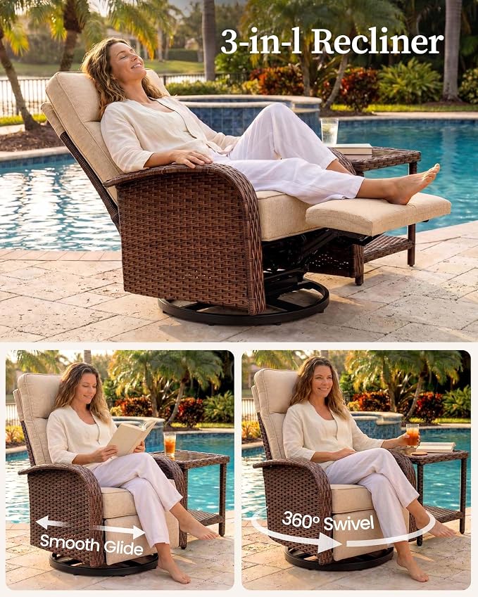Resort-Grade Recliners Patio Furniture, 6.2" Ultra Thick Cushions | Heavy Duty - Image 3