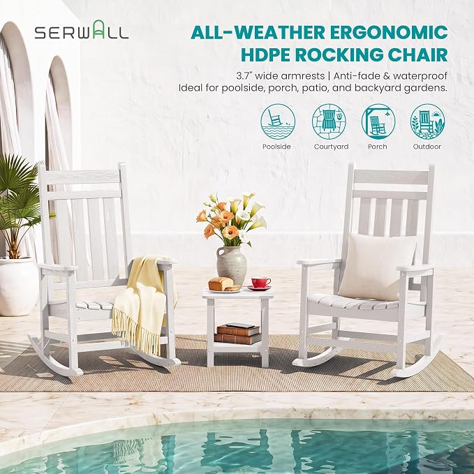 SERWALL Outdoor Rocking Chair, Oversized Rocking Chair - Image 5