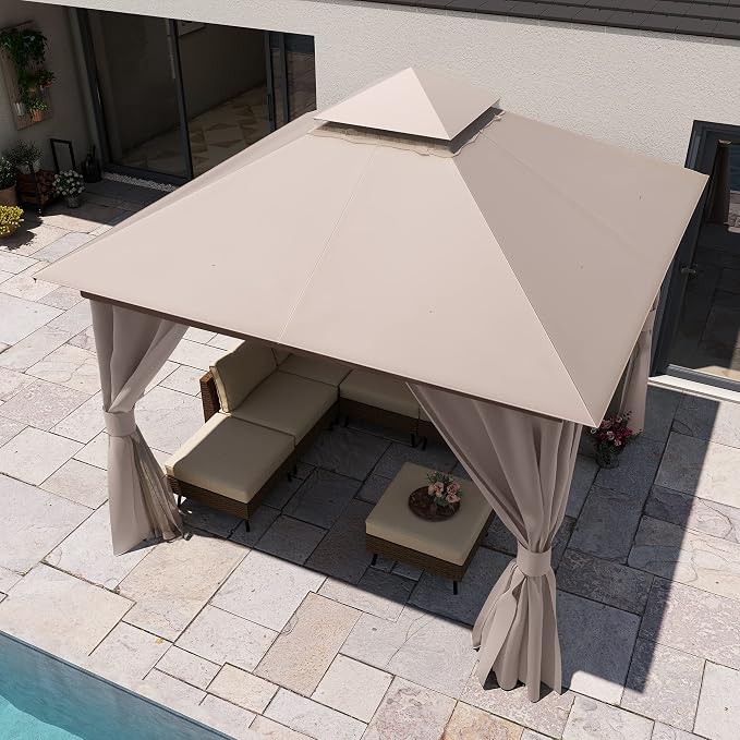 10'x10' Outdoor Gazebo, Heavy Duty Metal Frame Patio Canopy - Image 4