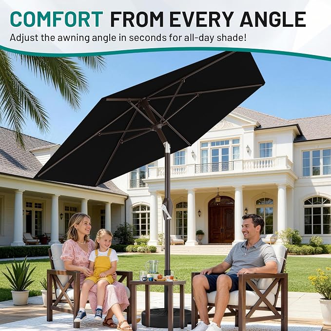 7.5FT Patio Umbrella Table Market Umbrella w/Tilt and Crank, Heavy-Duty Outdoor - Image 5