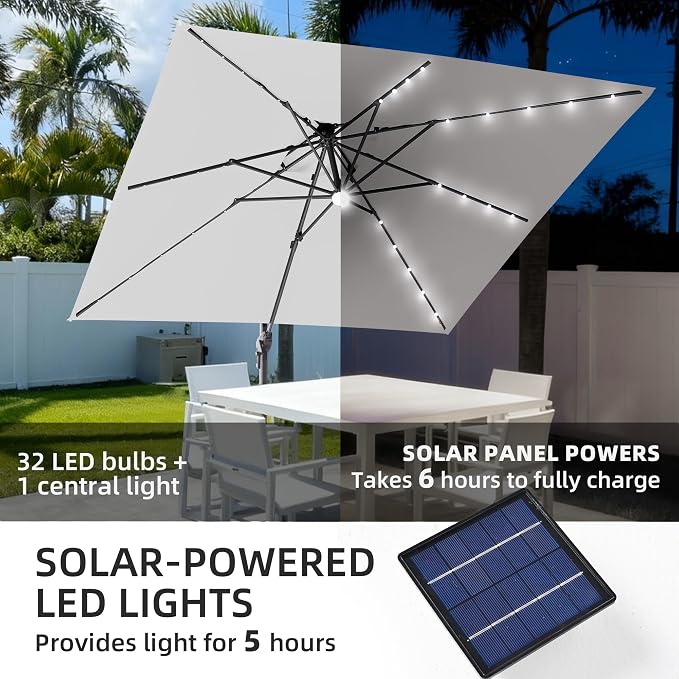 JZAC & QZYD 9x9 FT Cantilever Offset Patio Umbrella - Image 7
