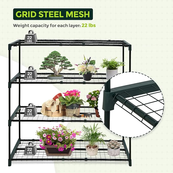 EAGLE PEAK Greenhouse Shelving Staging Double 4 Tier, Outdoor/Indoor Plant - Image 4