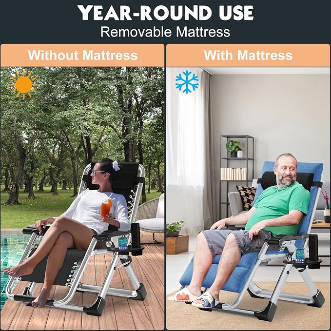MOPHOTO Zero Gravity Chair, Outdoor Padded Lounge Chair - Image 5